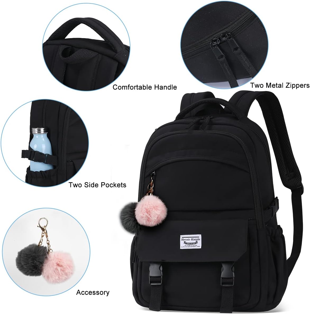 School Backpack Boys Girls Large Backpack Women Men Waterproof with Laptop Compartment 15.6 Inch Backpack Lightweight School Bag Daypack Anti-Theft Backpack for School Work Travel, – Bild 4