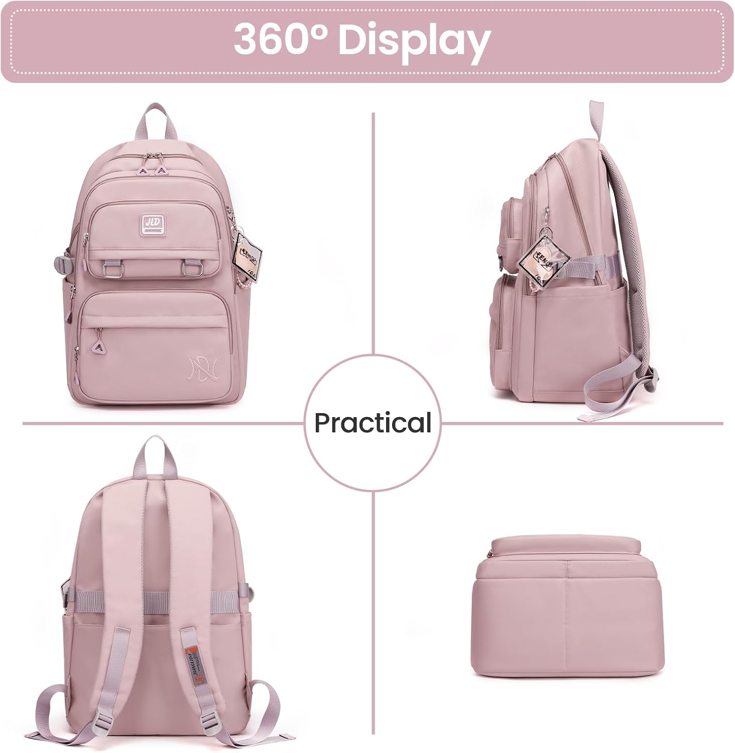 School Backpack Girls Backpack for Teenagers - Stylish and Waterproof Daypack School Bag for Girls 3rd - 9th Grade, Casual Children's Backpack Large for School and Travel, Purple – Bild 7