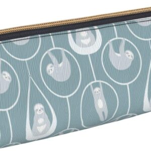 Federmäppchen mit niedlichem Faultier und Yoga-Muster, dreieckig, tragbares Federmäppchen, Leder-Organizer mit Reißverschluss, Kosmetiktasche