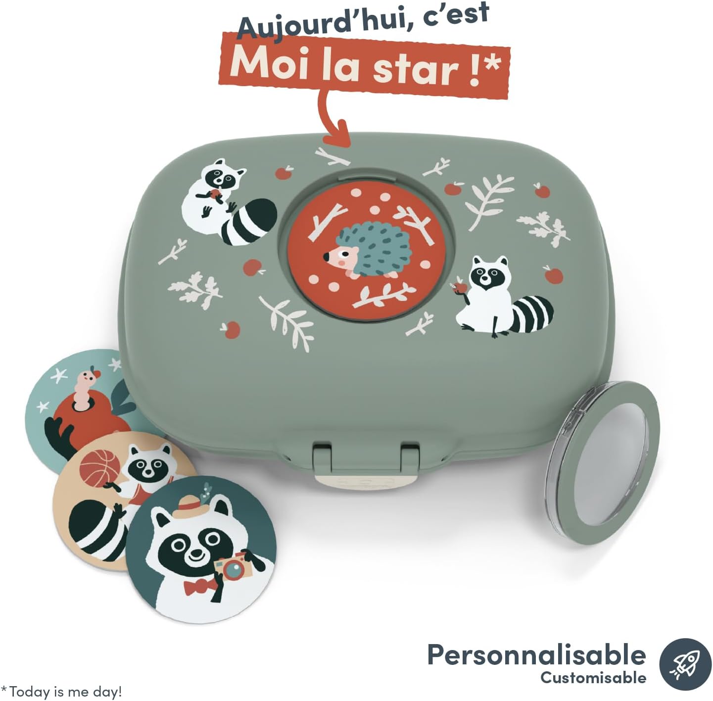 monbento Lunch Box Snack Box Children's Gram - BPA-Free - Lunch Box for School, Park and Travel - Bento Box Personalised & Robust - Microwave and Dishwasher Safe - Raccoon – Bild 3