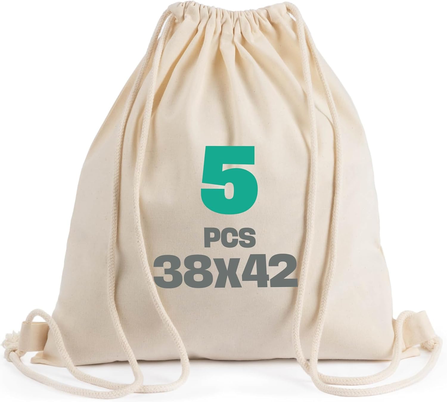 Cotton Gym Bag Unprinted - 5 | 10 | 25 Pack - For Painting and Printing - Oeko-Tex® Tested - Drawstring Bags - for Sports, Travel, School and Leisure