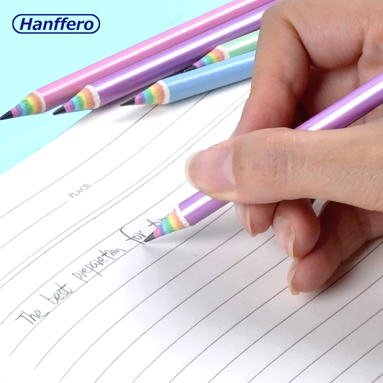 Rainbow Pencils, Drawing Writing Pencil with Rubber, Recyclable Paper Material, Pre-Sharpened, for School and Office - Hardness HB (Pack of 12) 1 – Bild 6