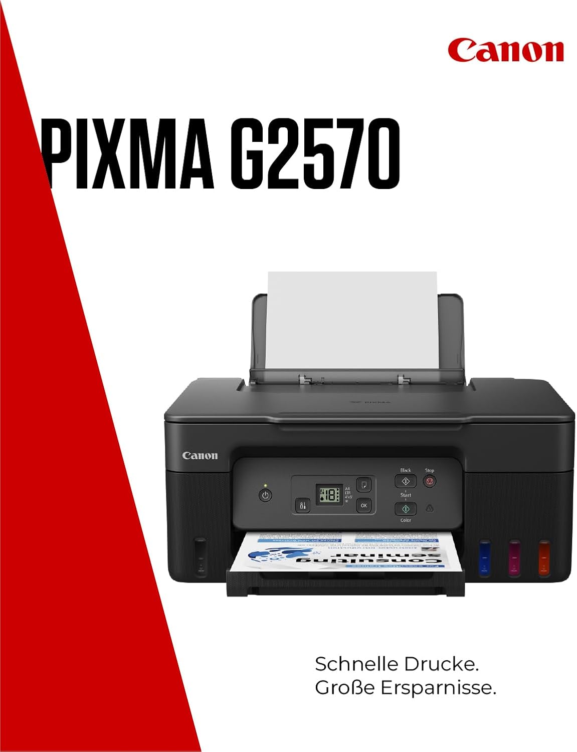 Canon PIXMA G2570 MegaTank 3in1 Multifunktionsgerät Große nachfüllbare Tintenbehälter DIN A4 (Scanner, Kopierer, Drucker, Farbtintenstrahldrucker, USB, LC Display), schwarz/grau – Bild 2