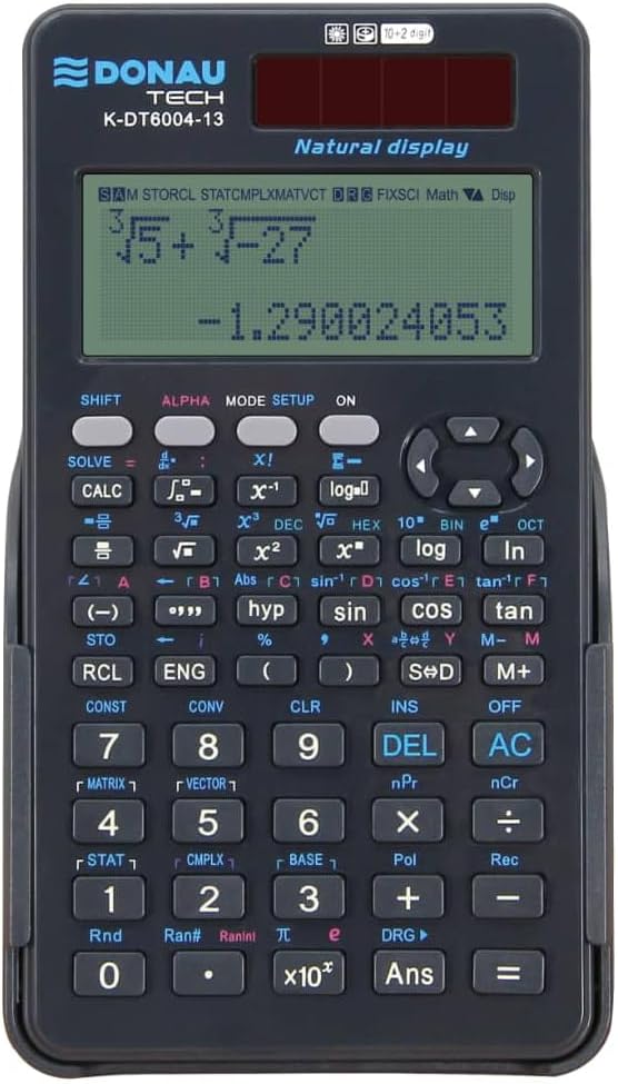 DONAU Tech Technical Scientist/Solar and Battery/Calculator with Natural Display/417 Functions/Graphite/Calculator Protective Case/School Calculator/Sliding Case