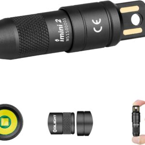OLIGHT iMini 2 Mini LED USB Rechargeable Torch Key Hanger with Magnetic Base, 50LM 19.5g EOS Keychain Hand Lamp, IPX6 Small Flashlight for Camping, Outdoor, Emergencies, Black
