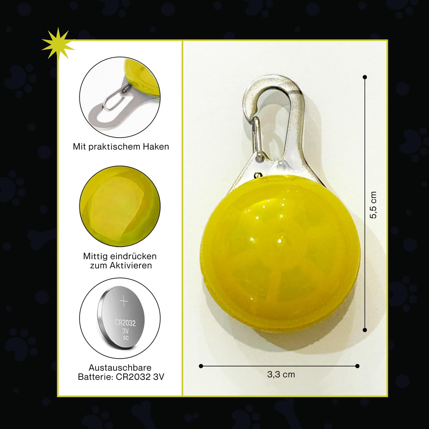 Flashing Light Children's School Bag, Light Pendant Dog, Clip On with 3 Light Modes, Reflectors Cats, Joggers, Campers, Reflector School Bag Light, Dog Light – Bild 7