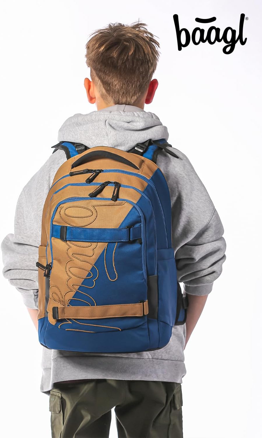 Baagl School Backpack Set Boys Girls Teenagers 3 Pieces Skateboard Backpack Skate MAX School Bag from 3rd Grade, Primary School Satchel with Chest Strap, Ergonomic School Bag, 30 L, DUO, L – Bild 6