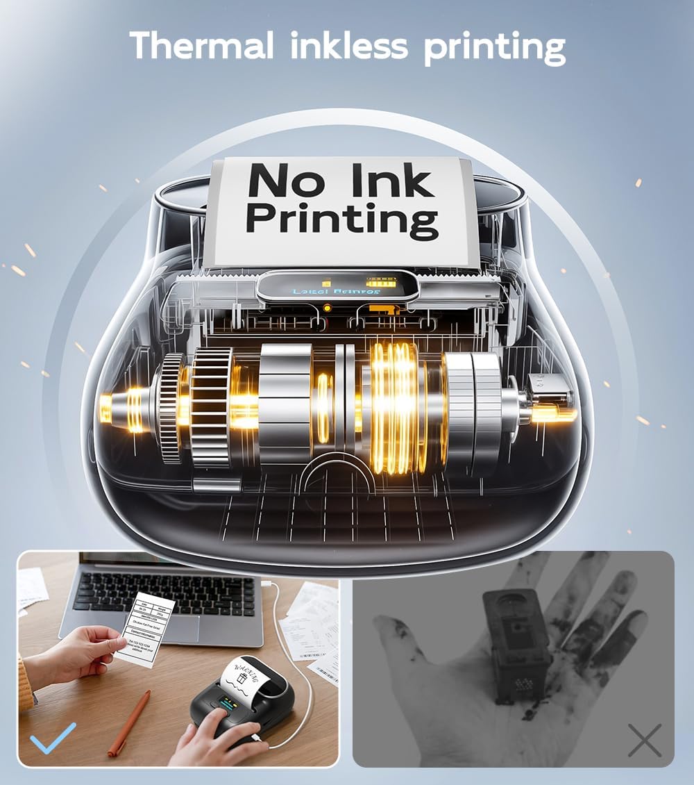 Phomemo M110 Bluetooth Label Printer, Self-Adhesive, Portable Labelling Device, Thermal Lable Printer for Barcodes, Retail, Offices, Compatible with Phones and PC Systems, Black – Bild 6
