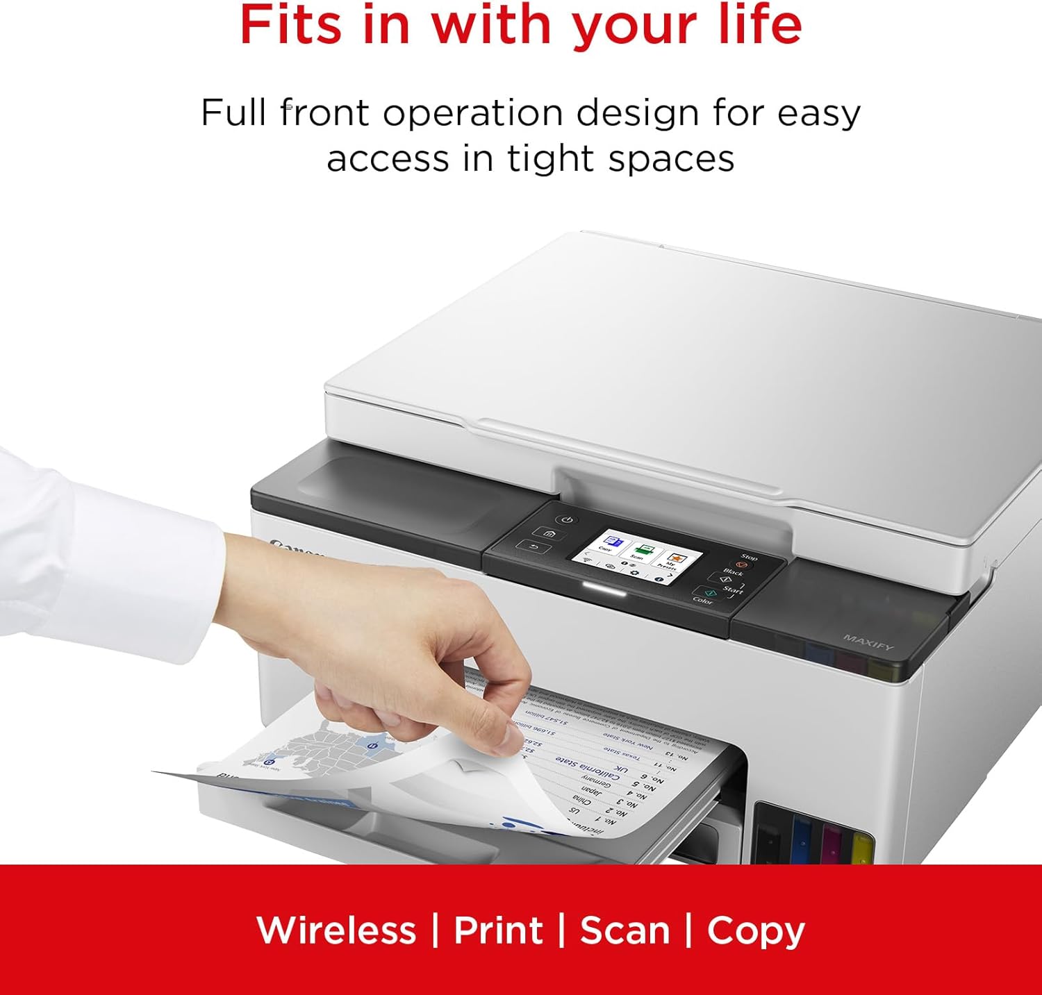 Canon MAXIFY GX1050 Printer for Home & Office - Colour Printer & Scanner All-in-One Wireless | MegaTank Inkjet Printer, Copier & Scanner | WiFi, Ethernet & USB Connection A4 Printer – Bild 3