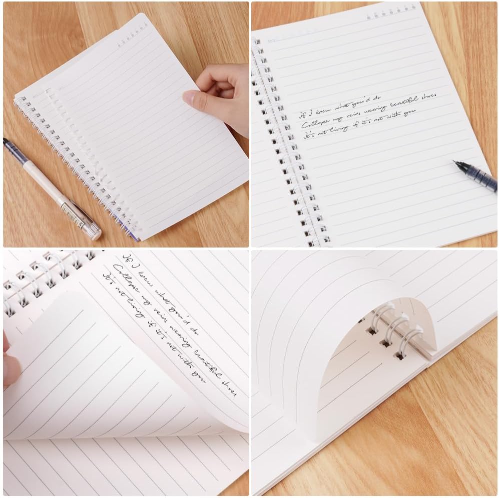 OFFCUP Notizbuch A5 Liniert, 4 Stück Spiralblock Notizheft, 60 Blatt/120 Seiten Notizblock, Notizbücher Schulheft Notebook Spirale Notizblock zum Tagebuch, College, Konferenz, Reise (Glück) – Bild 6