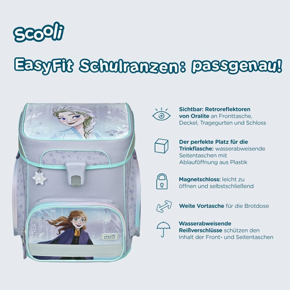 Primus-Versand Eiskönigin II Frozen-SCOOLI Undercover EasyFit School Bag Set 8 Pieces with Sports Bag, Lunch Box and Drinking Bottle, Dark Blue, Size: 36.5 x 33 x 29 cm, Zhhqas 1583 – Bild 2