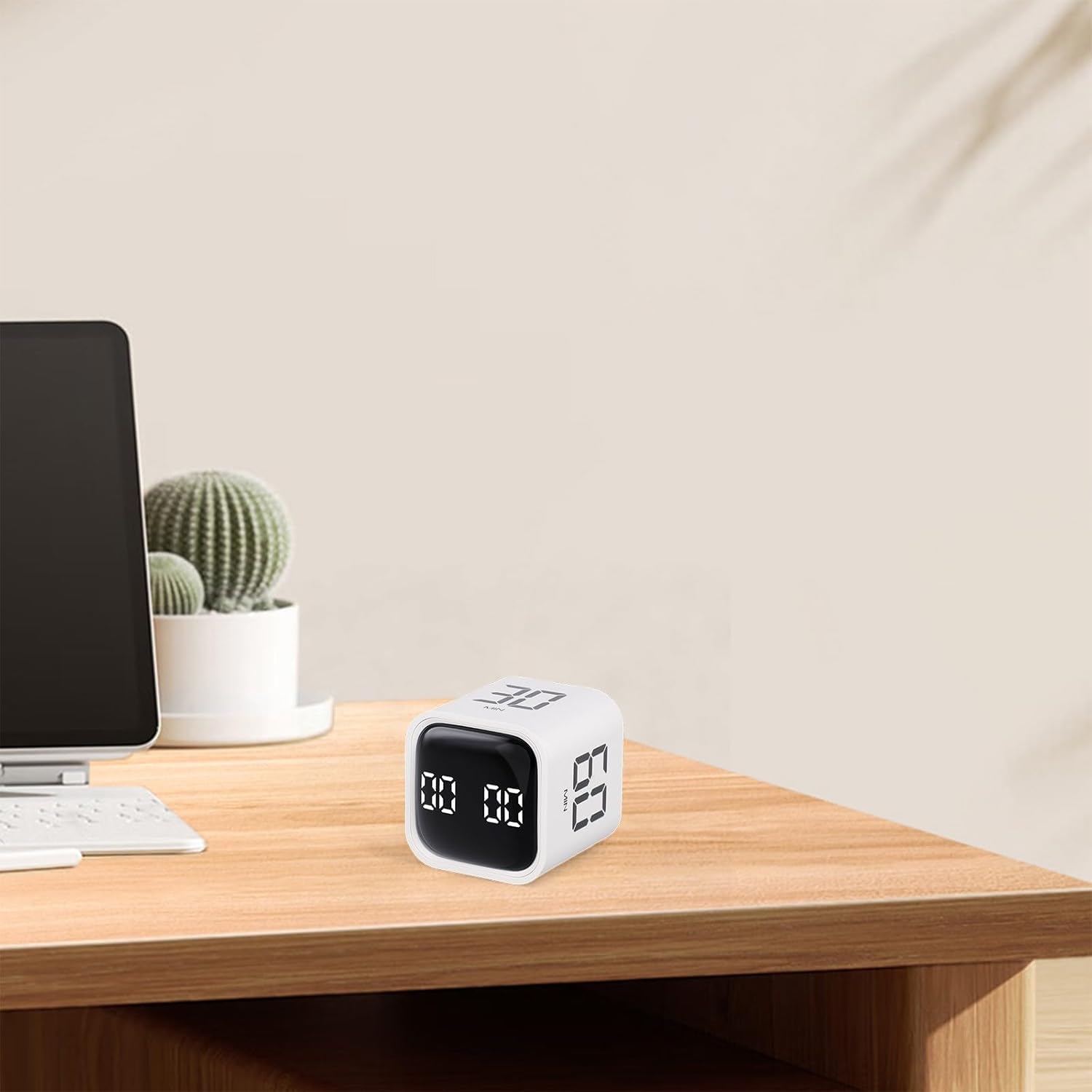Stundenplaner mit Lautstärkeregelung, innovatives Gravitationssensor-Flip-Design für Würfel-Timer, geräuschlos mit 3 Lautstärkestufen, wiederaufladbar über USB-C, ideal für Küche, Büro, Lernen und Tr – Bild 4