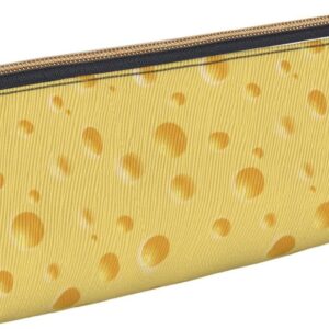 Yellow Cheese Pattern Pencil Case Cosmetic Bag Pen Pouch Triangle Leather Storage Bag Zipper Stationery Organizer for Adult Office, Yellow Cheese Pattern, Unit size, Bag organiser