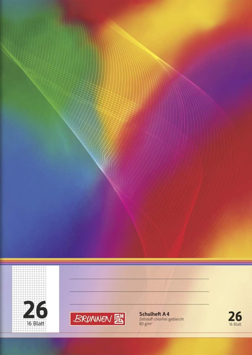 Brunnen 104492611 Exercise Book (A4,16 Sheets, 5 mm Squared, with Margins, Line Style 26), Pack of 10 – Bild 2