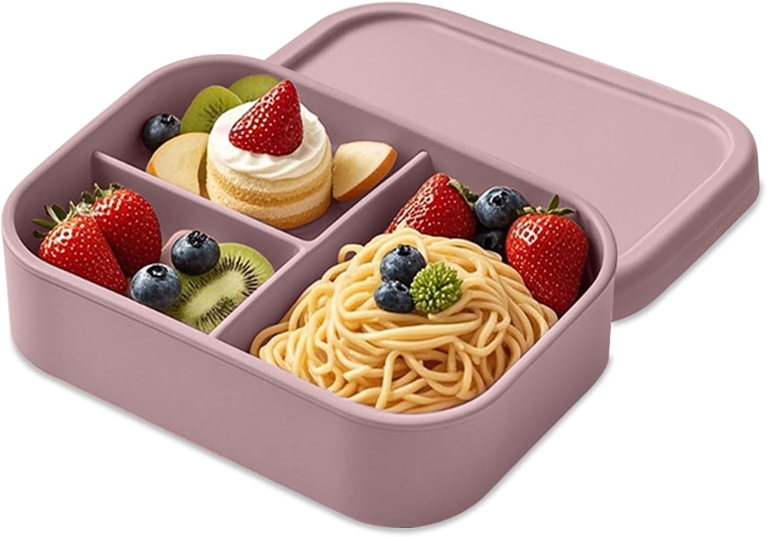 Bento Box Silicone Lunch Box - BPA-Free Food Box with Compartments, Microwave Safe & Leak-Proof - Children & Adults 800 ml for School Office Picnic