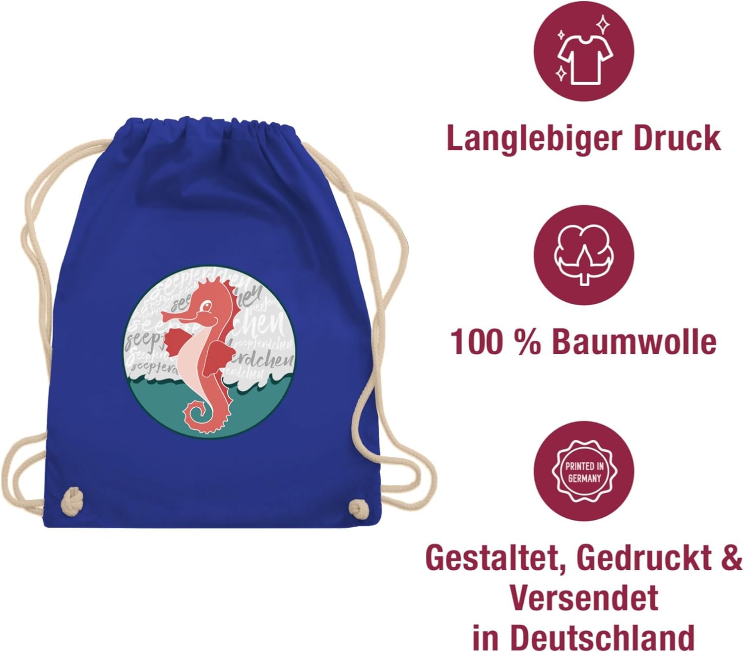 Shirtracer - Children's sports clothing - seahorse badge - gym bag and fabric bag made of cotton – Bild 5