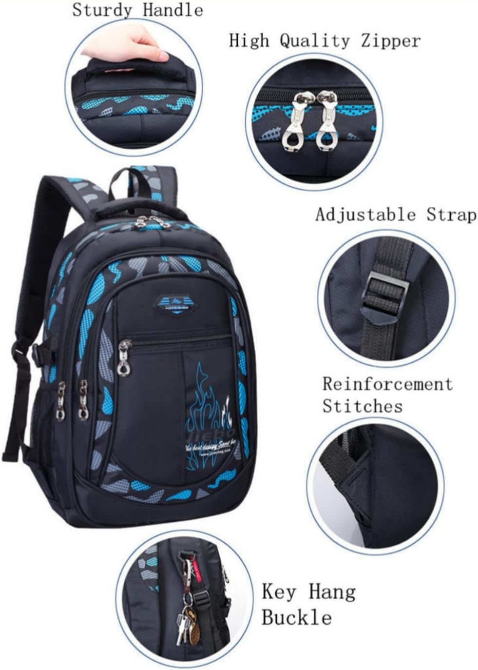 Boys Backpack School Bag Secondary Backpack Teenager Students Durable Heavy Duty Large Kids Book Bags Waterproof – Bild 3