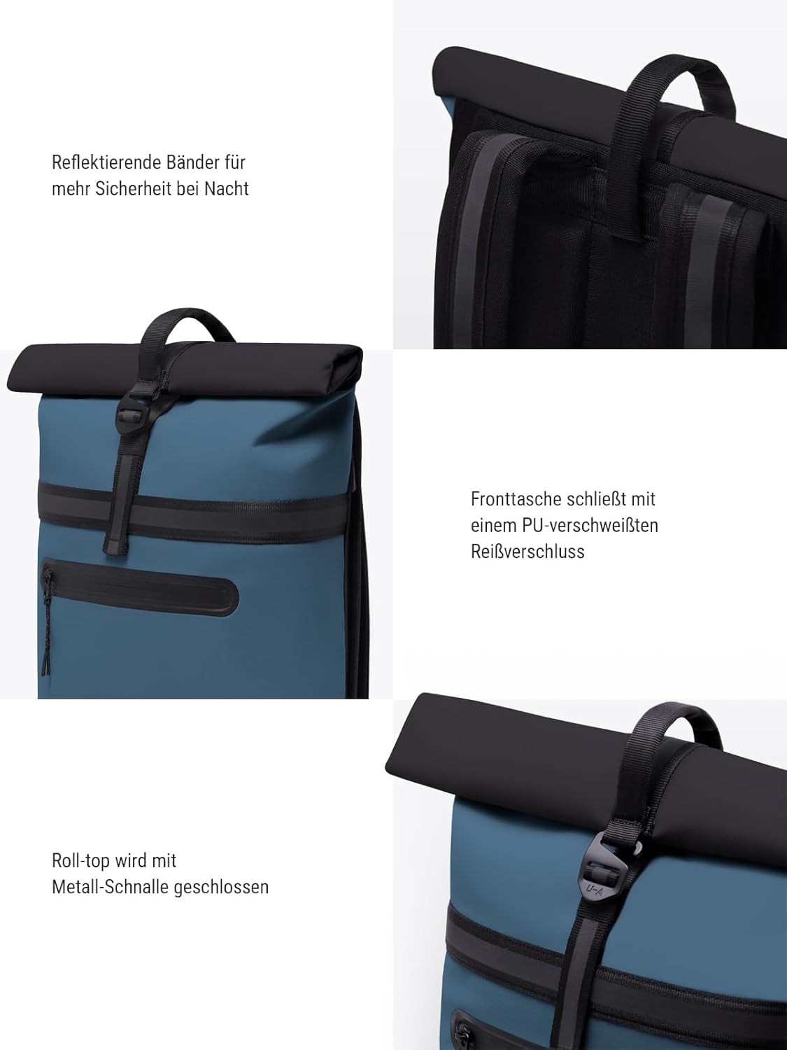 Ucon Acrobatics Niklas Aloe Rolltop Backpack for Men and Women, 18 L, 16 Inch Laptop Compartment, Water-Resistant, Reflective Bands for More Visibility When Commuting – Bild 4