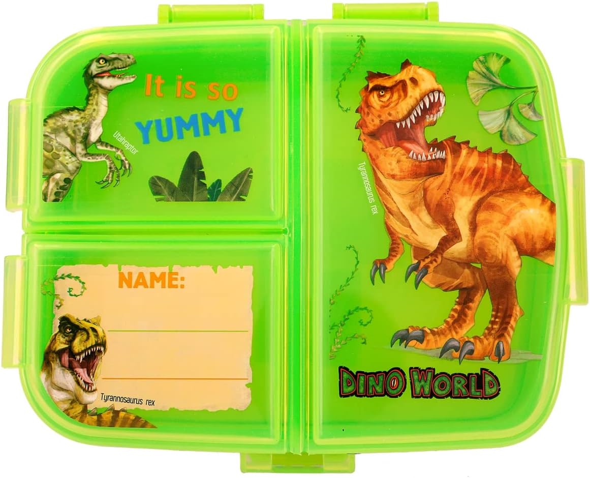 Depesche 12319 Dino World Green Lunch Box with 4 Compartments and Separate Flap Closures with Dinosaur Motif – Bild 2