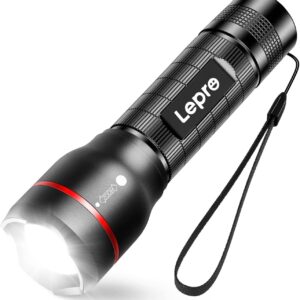 Lepro LED Torch, LE2000 Extremely Bright Small Torches, Battery Operated with 5 Modes, Zoomable Camping Hand Lamp, Waterproof Practical Torch for Outdoors, Hiking, Fishing, Dog Walking