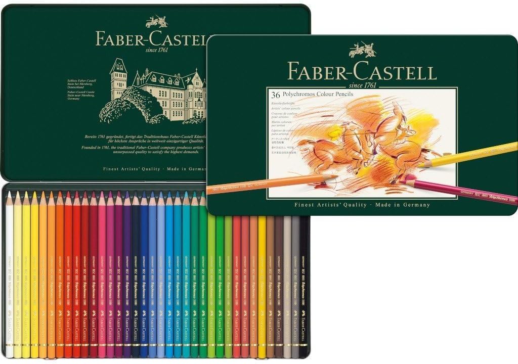 Faber-Castell 110036 – Polychromos Artists’ Colour Pencils, Pack of 36 in a Metal Case