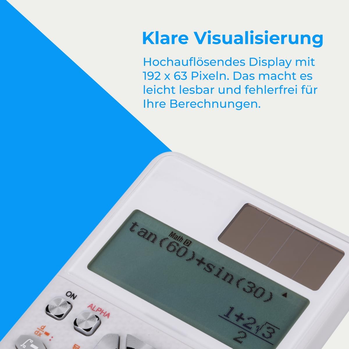 NK Scientific Calculator, 552 Functions, with Protective Case and Solar Panel, Battery 1 x LR44, Dimensions 16.5 x 8 x 1.5 cm, 192 x 63 Pixel Display, White – Bild 6