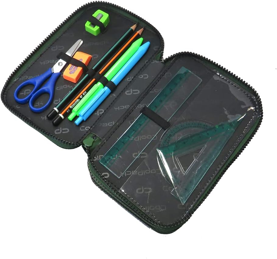 CoolPack XXL School Bag 3-Compartment Pencil Case Boys Ombre Gradient Grass Pencil Case 44-Piece Filled Student Case 3-Tier Green – Bild 3