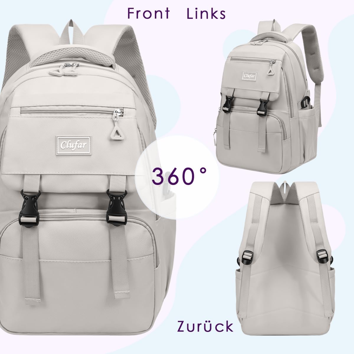 Schulrucksack Teenager Jungen Wasserdicht Schulranzen Schultasche Backpack School Bag Daypack für College Schule Arbeit – Bild 8