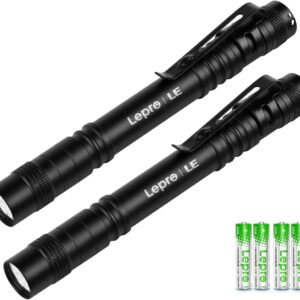 Lepro Torch, Mini LED IPX4 Waterproof Pen Torch, 3 Modes Handheld Torch Small, Pen Lamp Perfect for Inspection, Work, Repair (Pack of 2)