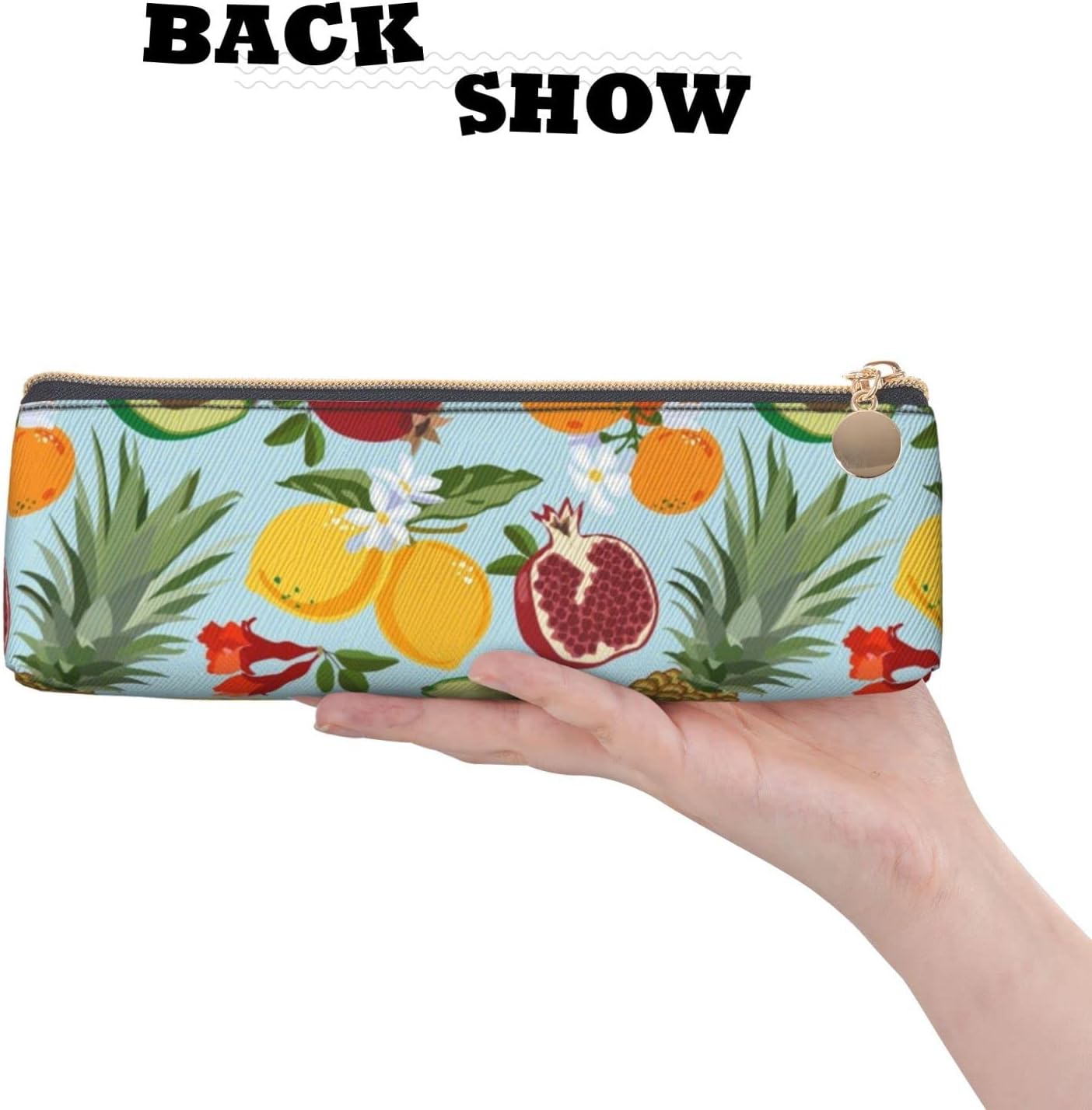 Federmäppchen mit tropischem Obst-Liebhaber-Muster, dreieckiges Stiftetui, tragbares Federmäppchen, Leder-Organizer mit Reißverschluss, Kosmetiktasche – Bild 4