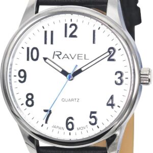Ravel Plus – Extra Long Life Unisex Everyday Watch with Microfibre Leather Strap – Analogue Quartz (Japanese)
