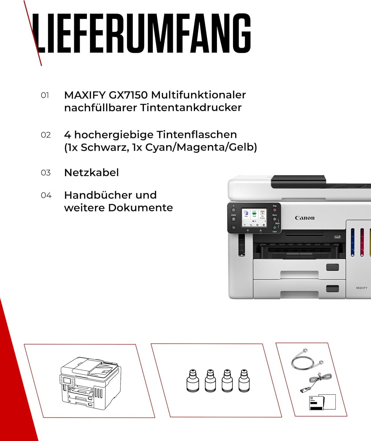 Canon MAXIFY GX7150 Compact Office Printer - Colour Printer & Scanner All-in-One WiFi | MegaTank Inkjet Printer with Copier & Scanner | Wi-Fi, Ethernet & USB Port – Bild 8