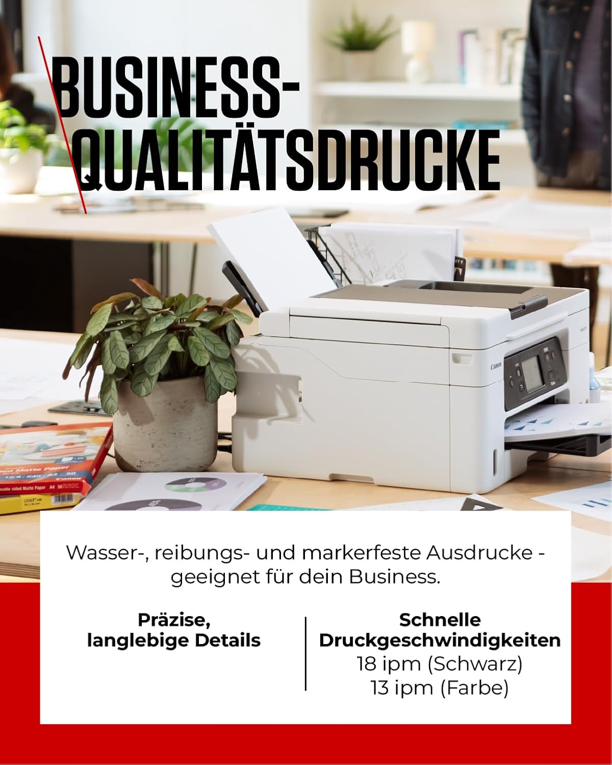 Canon MAXIFY GX4050 MegaTank Multifunktionsdrucker 4in1 (Tintenstrahl, Druck, Kopie, Scan, Fax, ADF 35 Blatt, WLAN, LAN, TouchLCD, Duplex, niedrige Seitenkosten, hohe Reichweite, gerader Einzug) weiß – Bild 4