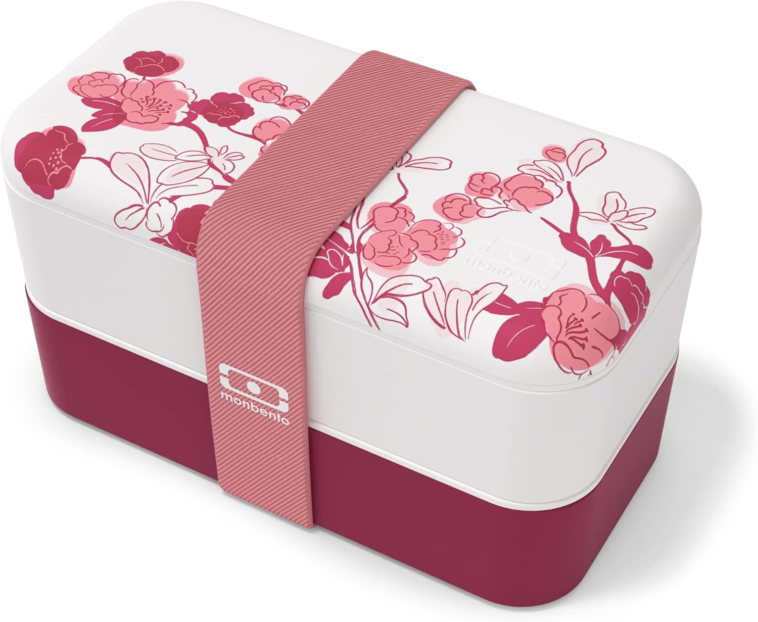 monbento - Bento Box MB Original Magnolia with Compartments Made in France - Leak-Proof - Lunch Box Perfect for Office/Meal Prep/School - BPA Free - Lunch Box Food Container - Pink with Flowers