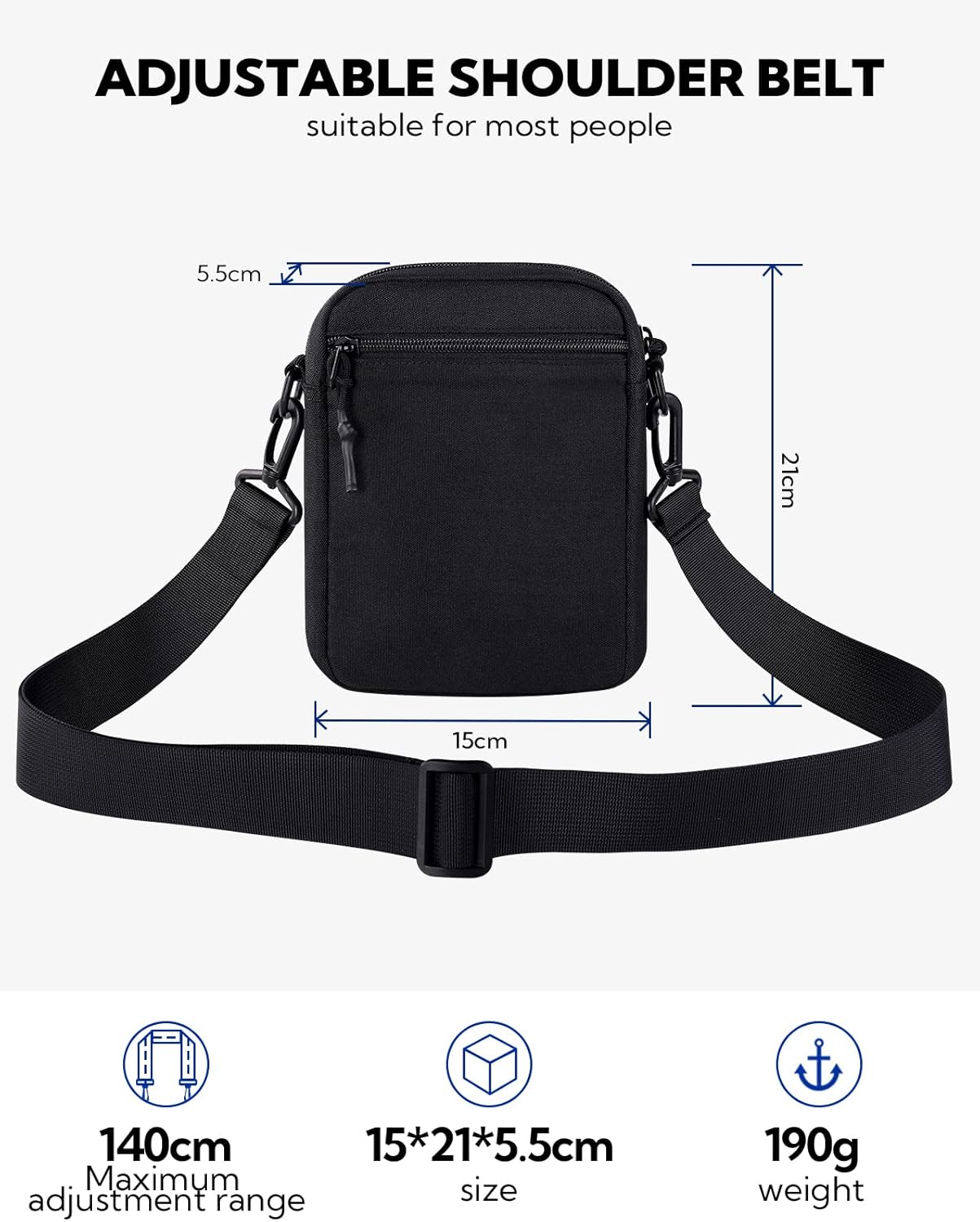 WATERFLY Shoulder Bag Messenger Bag: Men's Bag for Hanging Small Men's Mobile Phone Sling Bag Men's Shoulder Cross Bag Chest Bag Women's Crossbody Mobile Phone Case – Bild 2