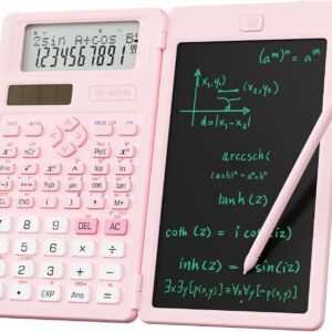 Scientific Calculator for Students, 82 MS Foldable Science Calculator with Notepad for Middle and High School Supplies, Pink