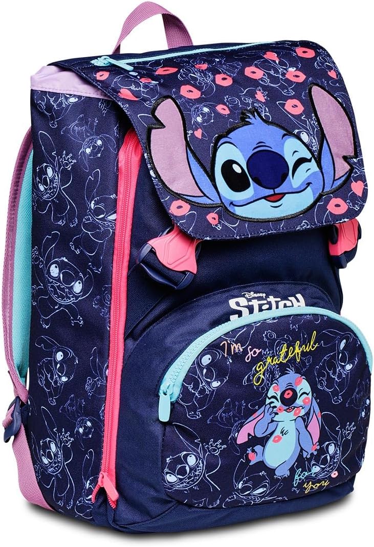 Seven Unisex Kinder Erweiterbarer Rucksack Lilo und Stitch Rucksack (1er Pack) – Bild 2