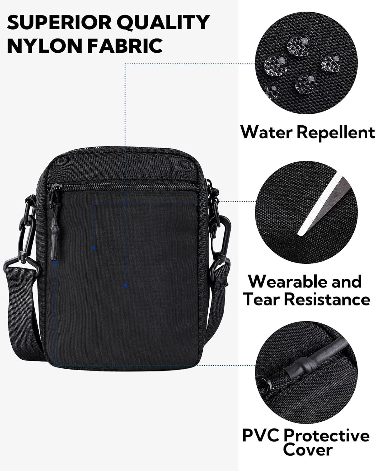WATERFLY Shoulder Bag Messenger Bag: Men's Bag for Hanging Small Men's Mobile Phone Sling Bag Men's Shoulder Cross Bag Chest Bag Women's Crossbody Mobile Phone Case – Bild 4
