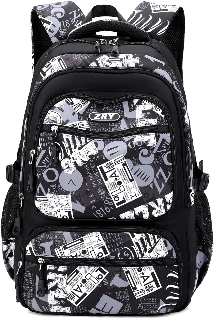 Backpack Teenager Boys School Backpack - 40L School Bag for Primary School 5+, Real School & University, Fashionable Daypack for Travel, Casual 16 Inch Laptop Backpack Men, Black, Letter – Bild 8