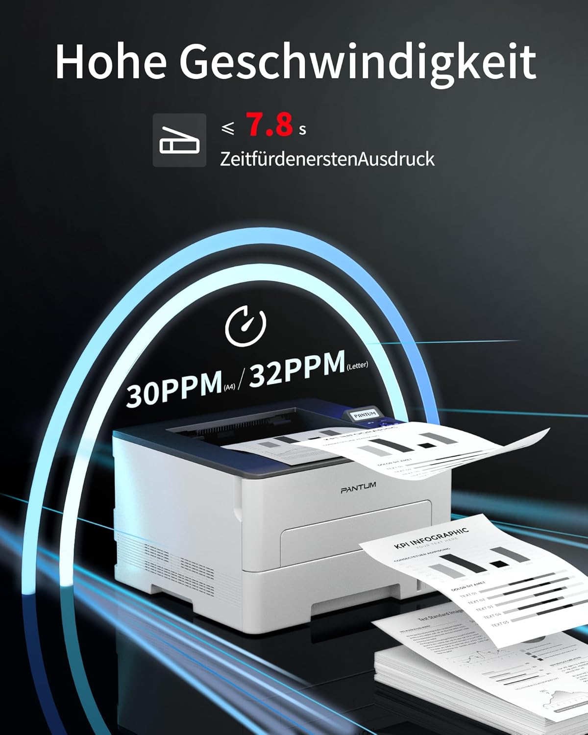 PANTUM P3018DW Laser Printer Black White Printer, WLAN/USB/Ethernet, Automatic Duplex Printing, 30 ppm, Includes 1000 Page Starter Toner Cartridge – Bild 3