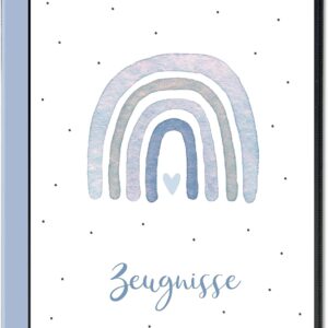 Report Folder, 20 A4 Transparent Pockets, Protection, Storage of School Reports, Document Folder for Primary School Documents, Reports, for Boys, Rainbow Blue