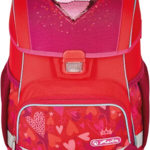 Herlitz School Backpack Loop Youth School Bag Back Bag Volume 16 L Men Women Unisex Sporty For Students Everyday Life Spacious Durable Sweet Hearts, Pink, Youth