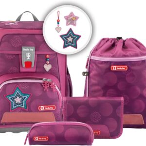 Step By Step School Bag Set Cloud, 5 Pieces, Ergonomic Bag with Reflectors, Height Adjustable with Waist Belt, From Year 1 19 L