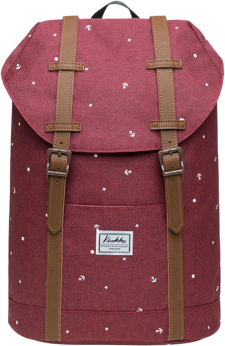 KAUKKO Rucksack, Women’s, Men’s Vintage Travel Backpack for 14-Inch Notebooks, Casual Daypack, School Bag