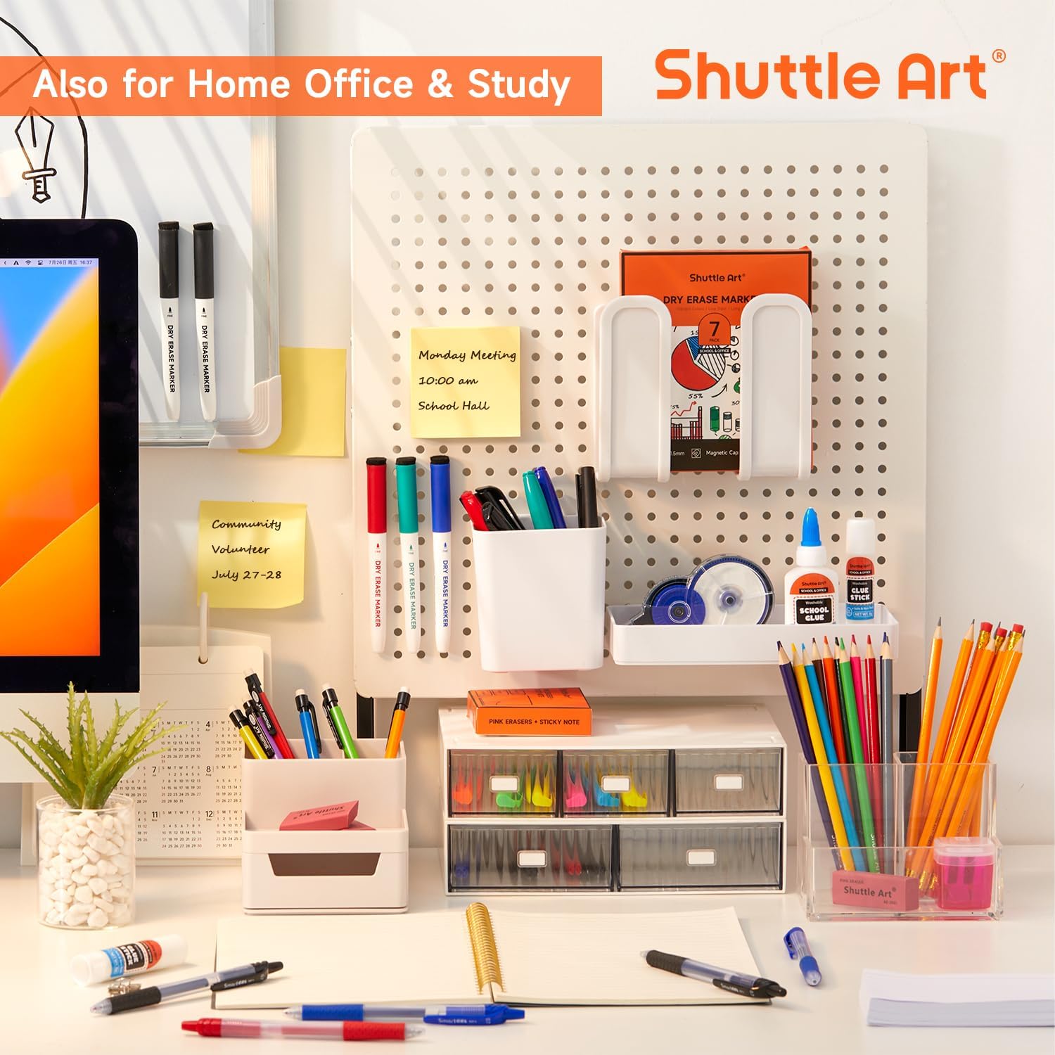 Shuttle Art 71-piece school supplies set, school supplies box for back to school, school enrolment, colouring pens, stationery for children and students, pencils, pens, markers, erasers, notebooks, folders – Bild 7