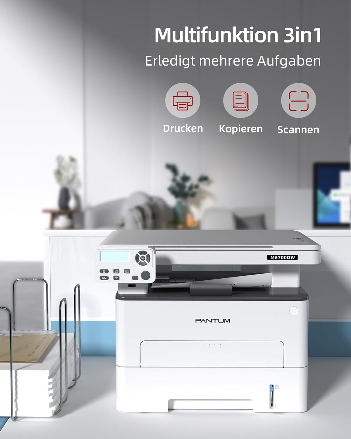 PANTUM M6700DW Printer Scanner Copier, Laser Printer Multifunction Device, WLAN/USB/Ethernet, Black White, Automatic Duplex Printing, 30ppm, Includes 1000 Page Starter Toner Cartridge – Bild 2