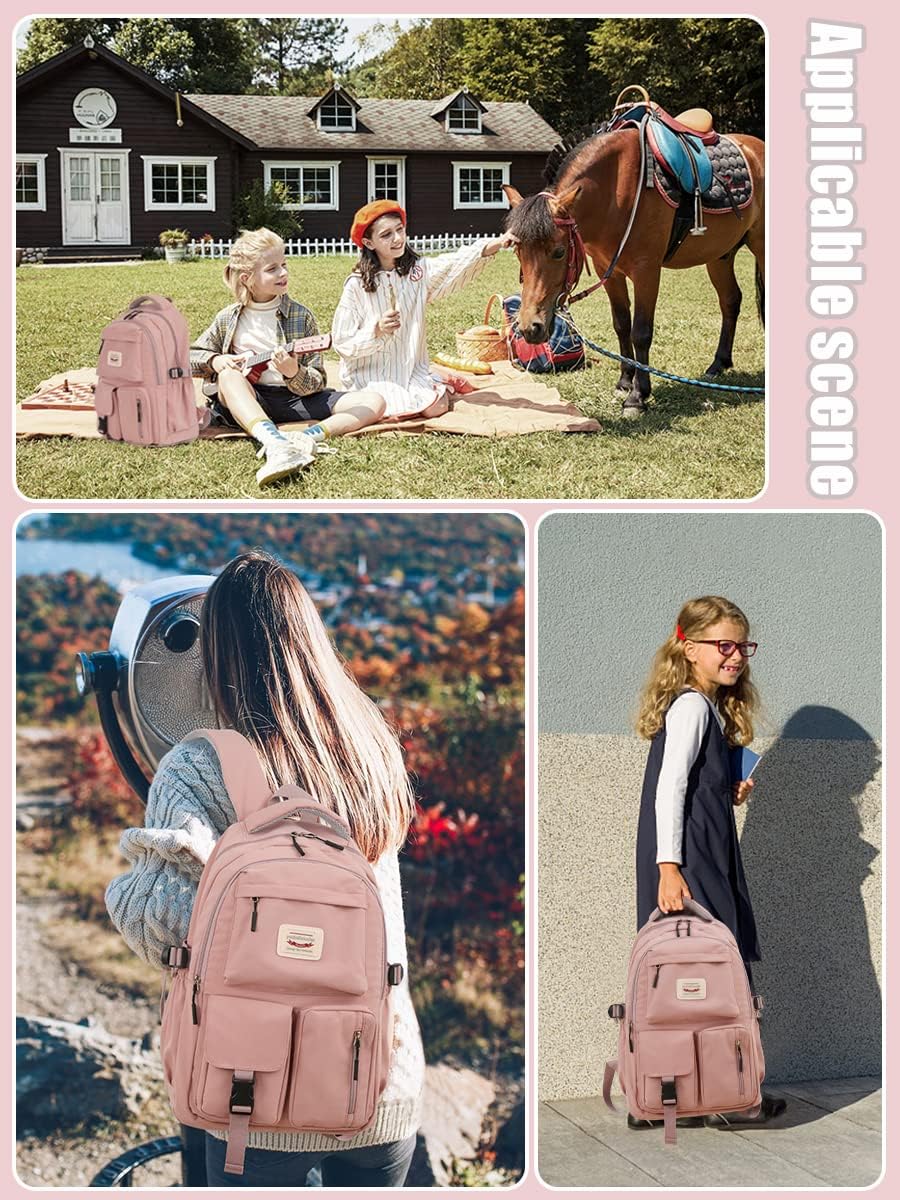 FIORETTO School Backpack, Teenagers, Girls, Women, School Bag, 36 cm Laptop Compartment, Water-Repellent & Lightweight, A-Pink, Rucksack Backpacks – Bild 8