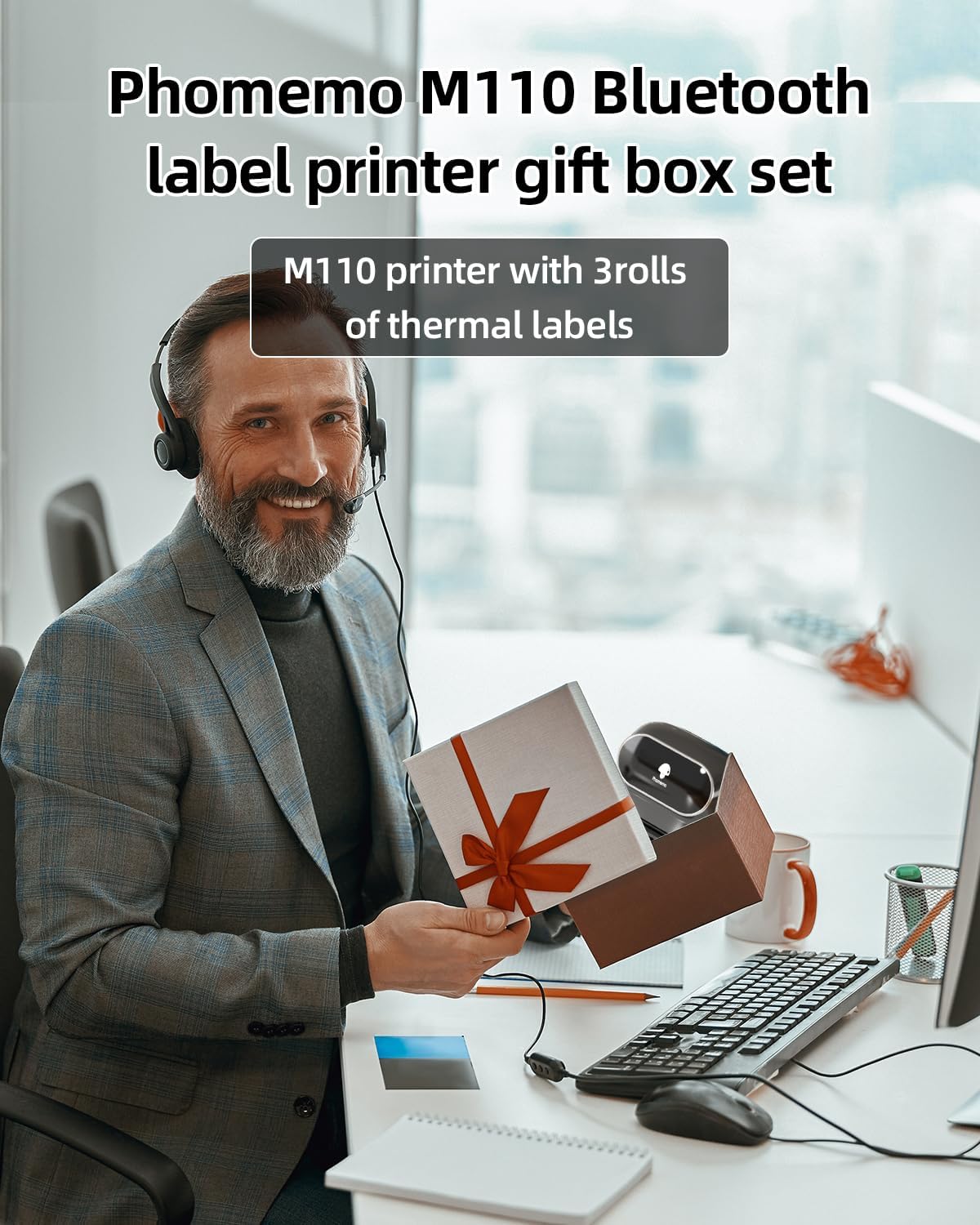 Phomemo M110 Self-Adhesive Label Printer with 3 Label Rolls, Bluetooth Thermal Label Printer for Barcodes, Retail, Small Businesses, for Phones and PC Systems, Black – Bild 9