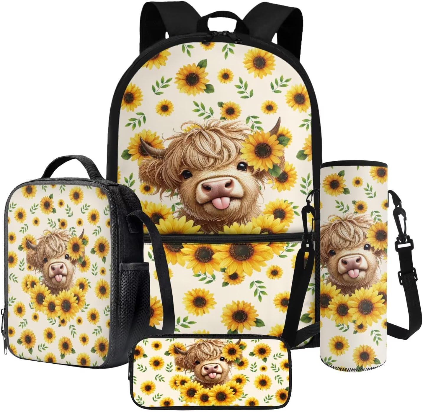 Kids Backpack, School Bag, Set of 4, Backpack with Lunch Bag Set for Student, Back to School Gift