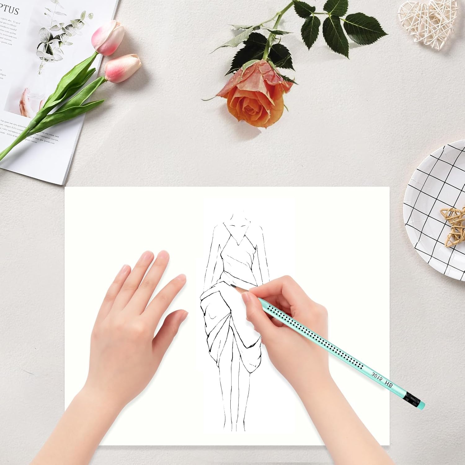 Set of 15 HB Pencils with Eraser in 5 Colours for Drawing, Sketching, Writing, School, Kids, Home – Bild 5